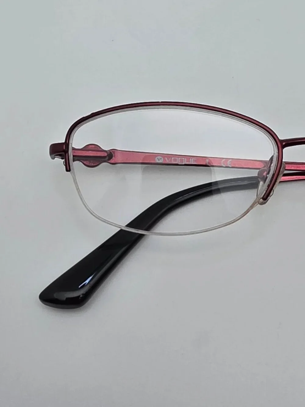 Vogue VO3955-BI Plum Purple Rhinestone Semi Rimless Cat Eye Eyeglasses Frame